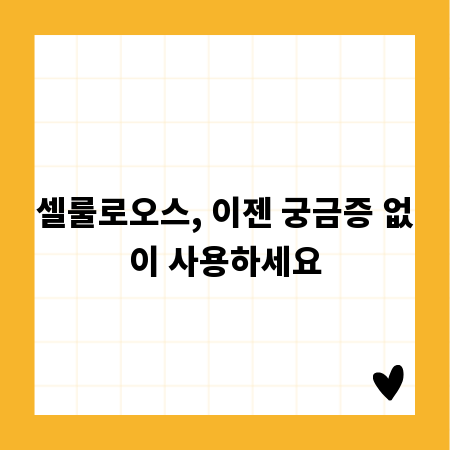 셀룰로오스, 이젠 궁금증 없이 사용하세요