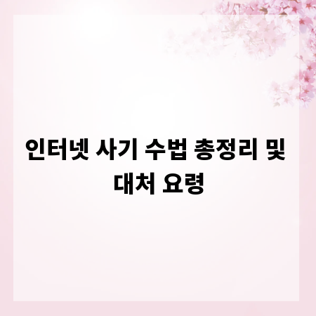 인터넷 사기 수법 총정리 및 대처 요령
