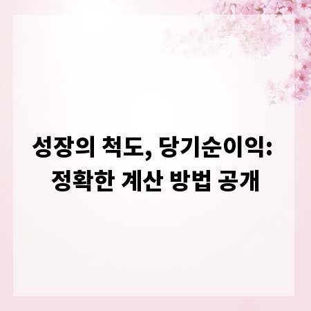 성장의 척도, 당기순이익: 정확한 계산 방법 공개