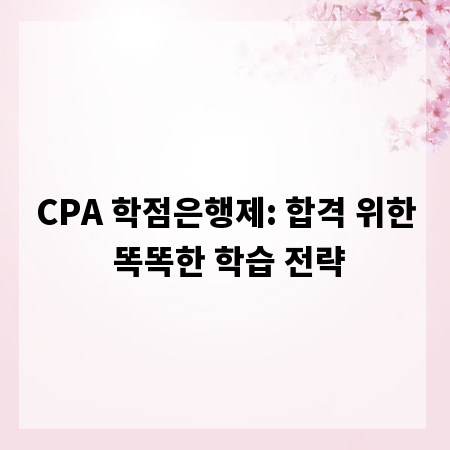 CPA 학점은행제: 합격 위한 똑똑한 학습 전략