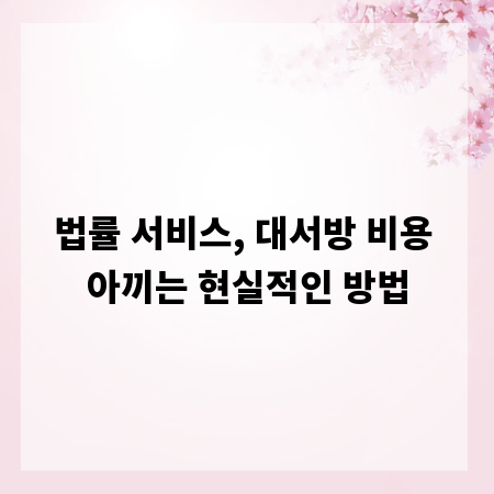 법률 서비스, 대서방 비용 아끼는 현실적인 방법