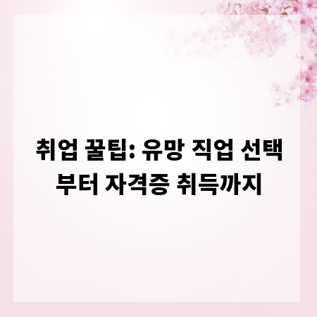 취업 꿀팁: 유망 직업 선택부터 자격증 취득까지