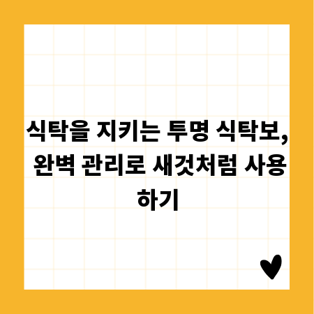 식탁을 지키는 투명 식탁보, 완벽 관리로 새것처럼 사용하기