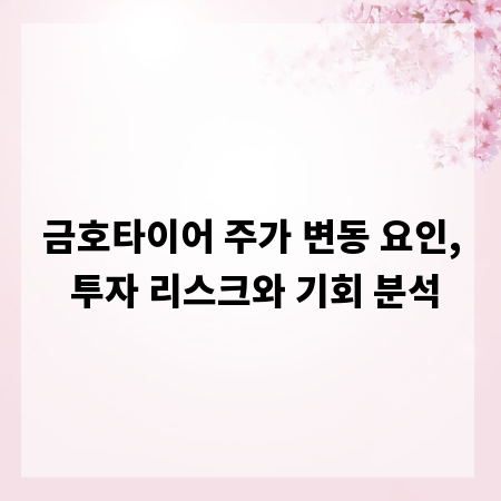 금호타이어 주가 변동 요인, 투자 리스크와 기회 분석