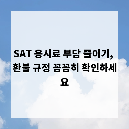 SAT 응시료 부담 줄이기, 환불 규정 꼼꼼히 확인하세요