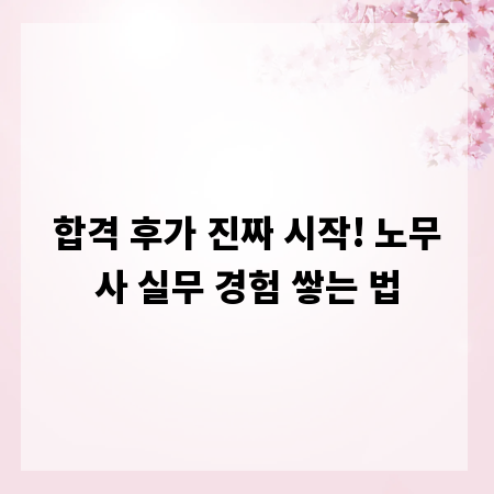 합격 후가 진짜 시작! 노무사 실무 경험 쌓는 법