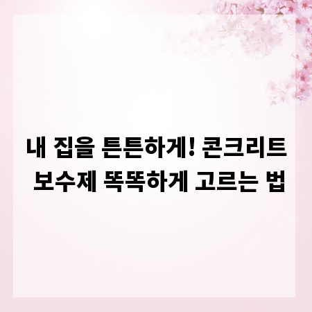 내 집을 튼튼하게! 콘크리트 보수제 똑똑하게 고르는 법