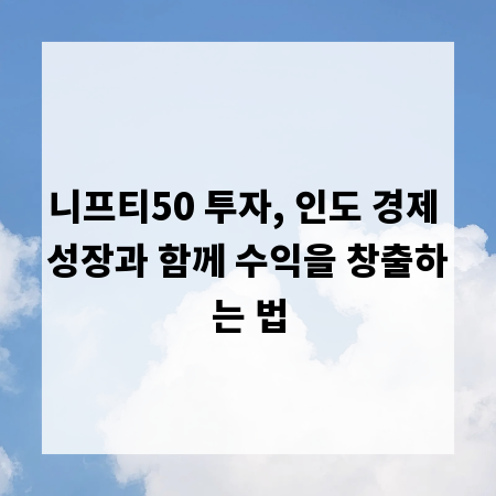 니프티50 투자, 인도 경제 성장과 함께 수익을 창출하는 법