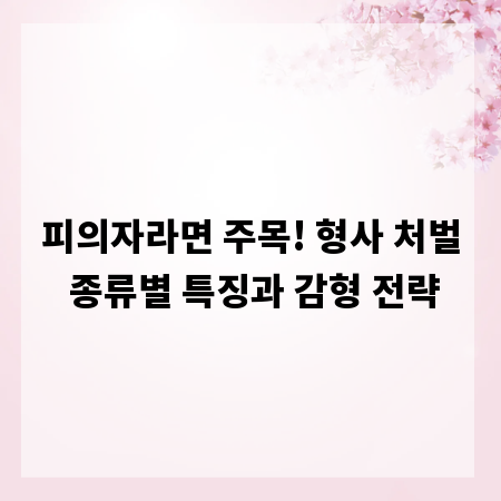 피의자라면 주목! 형사 처벌 종류별 특징과 감형 전략