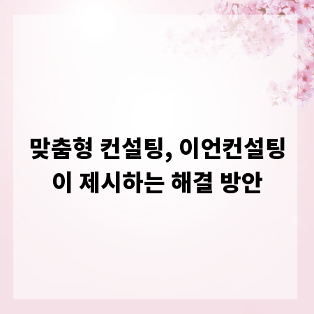 맞춤형 컨설팅, 이언컨설팅이 제시하는 해결 방안