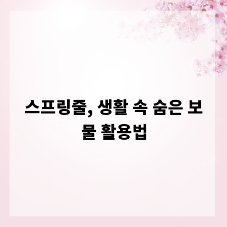 스프링줄, 생활 속 숨은 보물 활용법