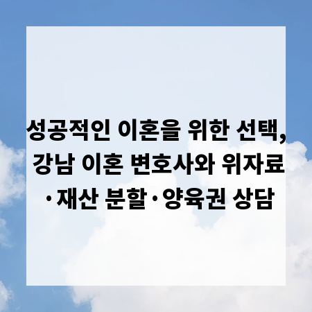 성공적인 이혼을 위한 선택, 강남 이혼 변호사와 위자료&middot;재산 분할&middot;양육권 상담