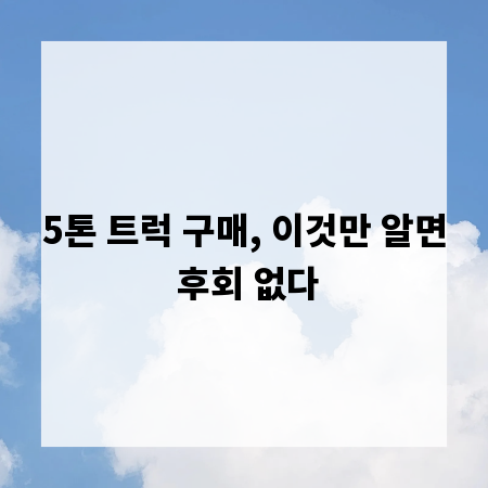 5톤 트럭 구매, 이것만 알면 후회 없다