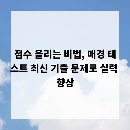 점수 올리는 비법, 매경 테스트 최신 기출 문제로 실력 향상