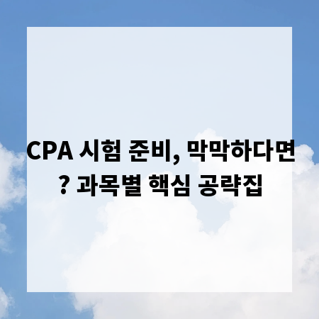 CPA 시험 준비, 막막하다면? 과목별 핵심 공략집