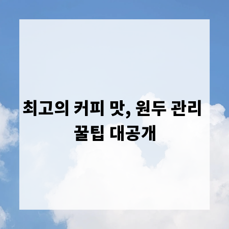 최고의 커피 맛, 원두 관리 꿀팁 대공개