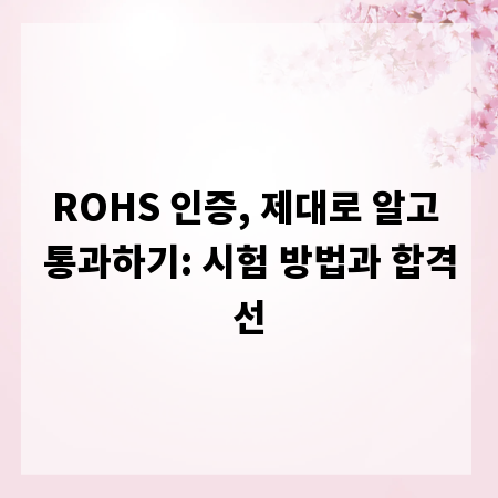 ROHS 인증, 제대로 알고 통과하기: 시험 방법과 합격선