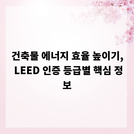 건축물 에너지 효율 높이기, LEED 인증 등급별 핵심 정보