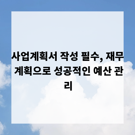 사업계획서 작성 필수, 재무 계획으로 성공적인 예산 관리
