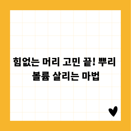 힘없는 머리 고민 끝! 뿌리 볼륨 살리는 마법