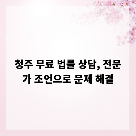 청주 무료 법률 상담, 전문가 조언으로 문제 해결