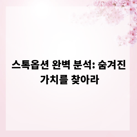 스톡옵션 완벽 분석: 숨겨진 가치를 찾아라