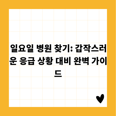 일요일 병원 찾기: 갑작스러운 응급 상황 대비 완벽 가이드
