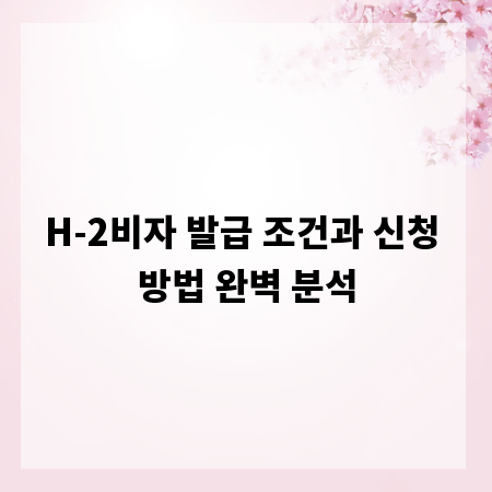 H-2비자 발급 조건과 신청 방법 완벽 분석