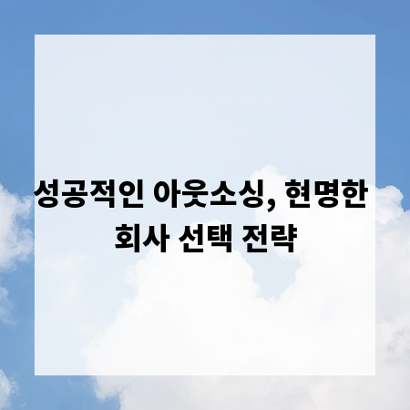 성공적인 아웃소싱, 현명한 회사 선택 전략
