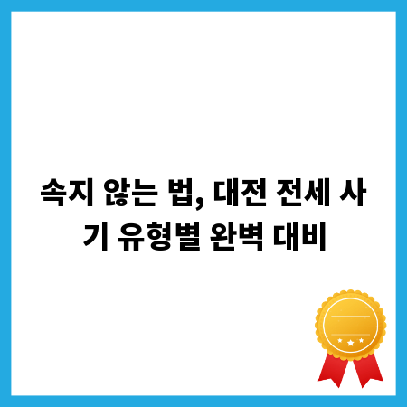 속지 않는 법, 대전 전세 사기 유형별 완벽 대비