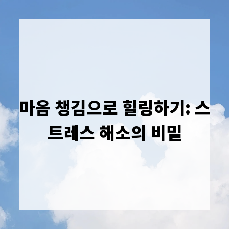 마음 챙김으로 힐링하기: 스트레스 해소의 비밀