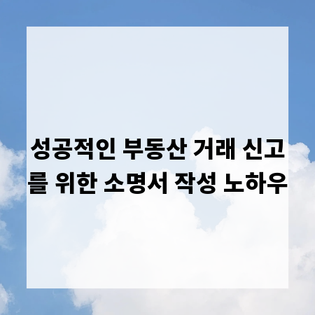 성공적인 부동산 거래 신고를 위한 소명서 작성 노하우