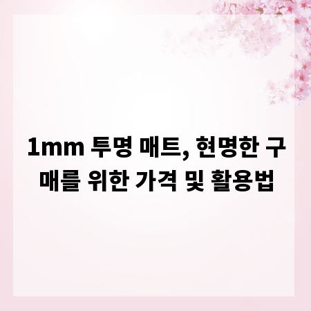 1mm 투명 매트, 현명한 구매를 위한 가격 및 활용법