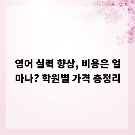영어 실력 향상, 비용은 얼마나? 학원별 가격 총정리