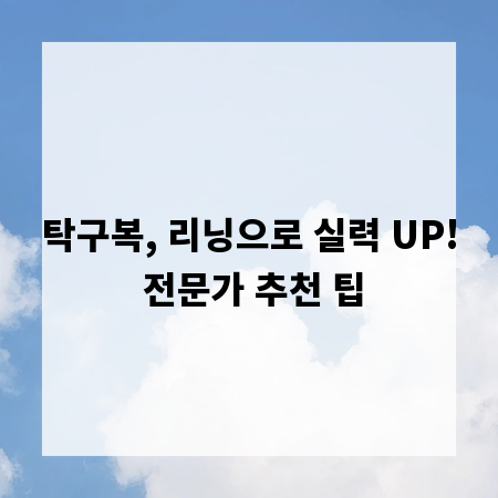 탁구복, 리닝으로 실력 UP! 전문가 추천 팁
