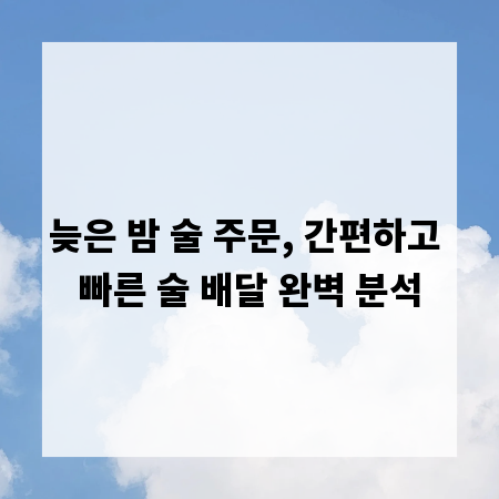 늦은 밤 술 주문, 간편하고 빠른 술 배달 완벽 분석