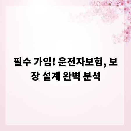 필수 가입! 운전자보험, 보장 설계 완벽 분석
