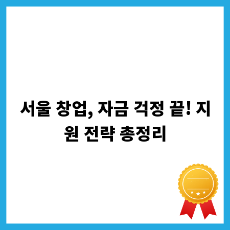 서울 창업, 자금 걱정 끝! 지원 전략 총정리
