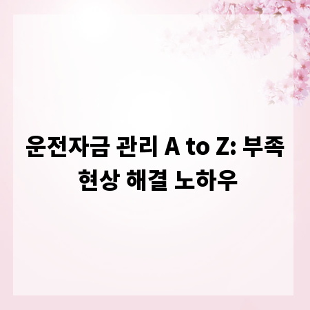 운전자금 관리 A to Z: 부족 현상 해결 노하우