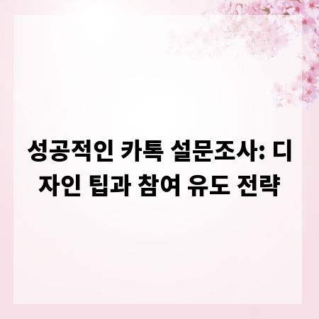 성공적인 카톡 설문조사: 디자인 팁과 참여 유도 전략