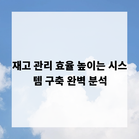 재고 관리 효율 높이는 시스템 구축 완벽 분석