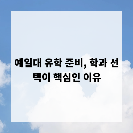 예일대 유학 준비, 학과 선택이 핵심인 이유