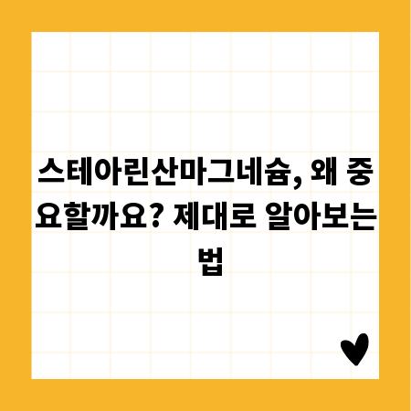 스테아린산마그네슘, 왜 중요할까요? 제대로 알아보는 법