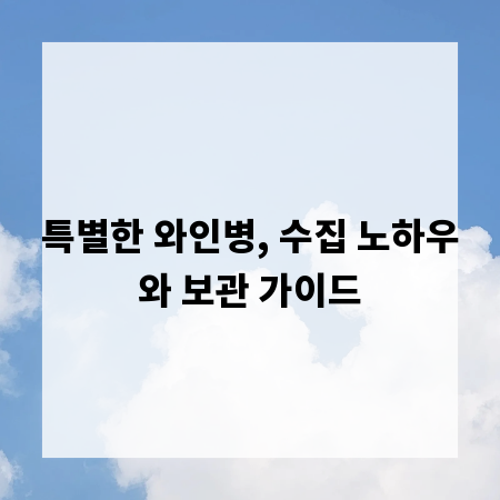 특별한 와인병, 수집 노하우와 보관 가이드