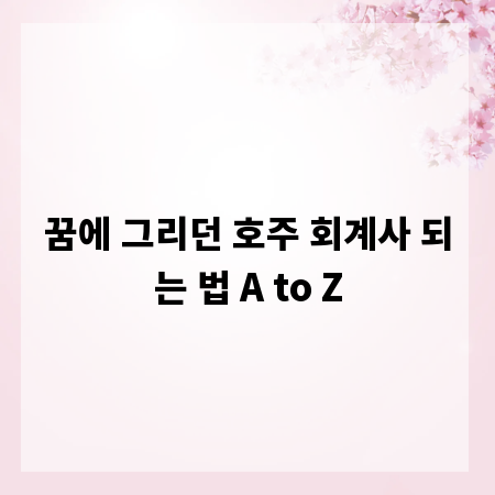꿈에 그리던 호주 회계사 되는 법 A to Z