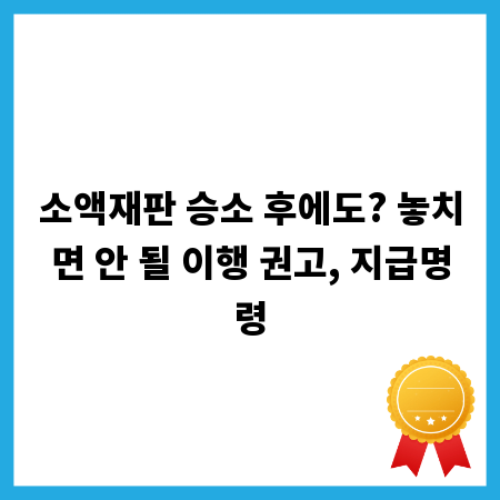 소액재판 승소 후에도? 놓치면 안 될 이행 권고, 지급명령