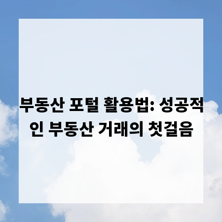 부동산 포털 활용법: 성공적인 부동산 거래의 첫걸음