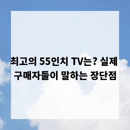 최고의 55인치 TV는? 실제 구매자들이 말하는 장단점