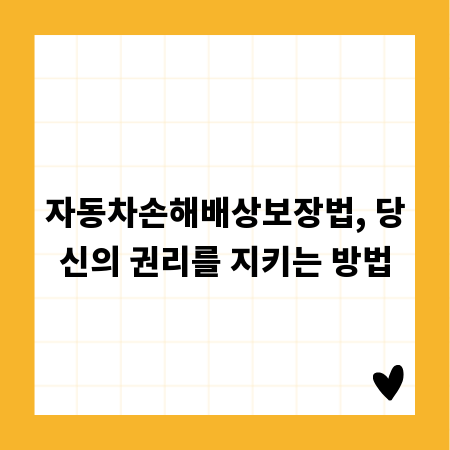 자동차손해배상보장법, 당신의 권리를 지키는 방법