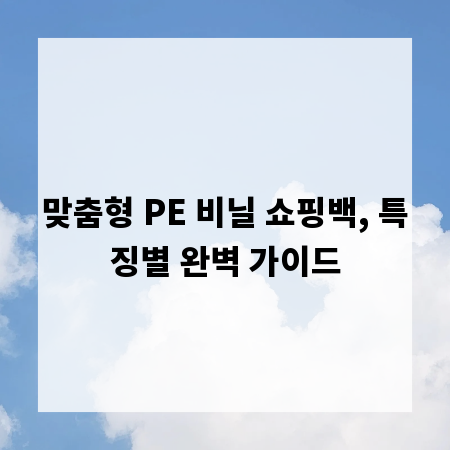맞춤형 PE 비닐 쇼핑백, 특징별 완벽 가이드